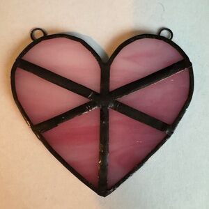 Handcrafted Stained Glass Pink Heart for Valentines Day